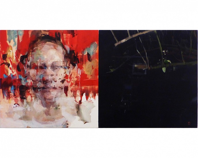 Alex Kanevsky, J.H.B. / Dark Garden, 2014
Oil on panel, 18 x 36 inches (46 x 91 cm)