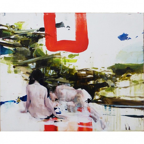 Alex Kanevsky, Ted’s Brook with Imaginary Ladies, 2015
Oil on mylar mounted on wood, 19.5 x 23.5 inches (49.5 x 60 cm); Framed: 21 x 25 inches (53 x 63.5 cm)