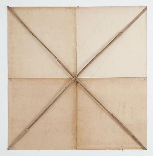 Nan Swid, Natural X, 2012
Book cover strips and disassembled book covers, 30 x 30 x 1.5 inches (40.5 x 54.5 x 12.5 cm)