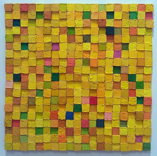 Carlos Estrada-Vega, Gabarone, 2011
Olepasto, wax, pigment, oil and limestone on canvas, 16 x 16 inches (41 x 41 cm)