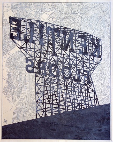 William Steiger, Kentile Floors Collage, 2013
Collage of vintage map, found paper and gouache, 14 x 11.5 inches (35.5 x 29 cm)