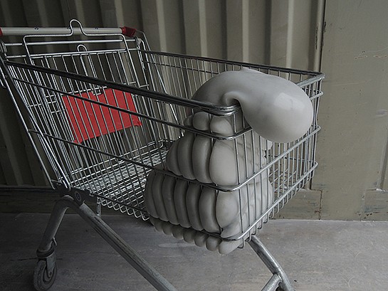 Venske &amp; Spänle, Helotroph Hit, 2014
Polished Lasa marble, shopping cart, 36 x 22 x 39 inches (91 x 56 x 99 cm)
Sold