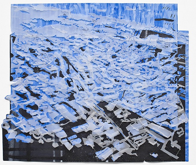 Fran Siegel, Overland 12, 2010
Pigment, pencil and thread on cut and collaged paper and Dura-lar, 48 x 60 inches (122 x 152 cm)