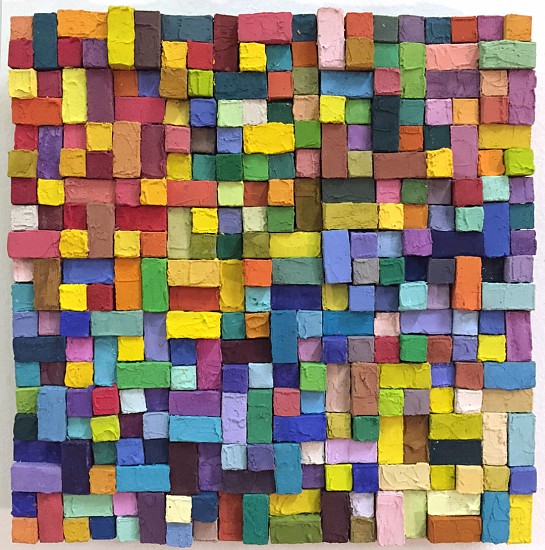 Carlos Estrada-Vega, Juliana, 2015
Wax, limestone dust, oil, olepasto and pigments on wood, 8 x 8 inches (21 x 21 cm)