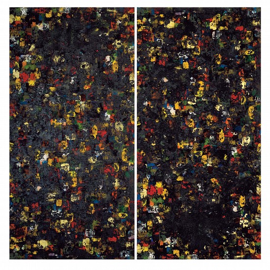 Rainer Gross, Tinker Twins, 1997
Oil and pigments on canvas
96 x 48 inches (243 x 122 cm) each | 96 x 93 inches total (244 x 236 cm) total