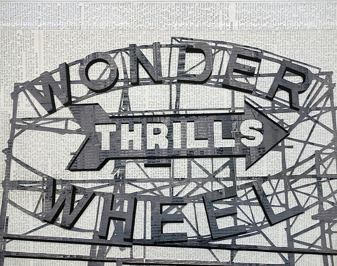 William Steiger, Wonderwheel Thrills, 2020
Collage of cut and found paper, gouache and glue mounted on panel, 11 x 14 inches